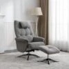Orson Chenille Reclining Swivel Chair With Footstool