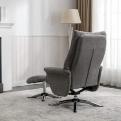 Orson Chenille Reclining Swivel Chair With Footstool -Furniture Sale Store 30886775 alt02