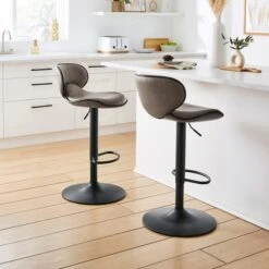 Donte Adjustable Height Swivel Bar Stool, Faux Leather -Furniture Sale Store 30891306