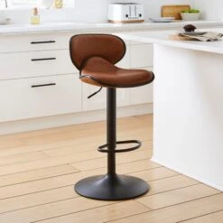 Donte Adjustable Height Swivel Bar Stool, Faux Leather -Furniture Sale Store 30891307 alt01