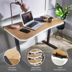 X Rocker Living Woodgrain Desk With Wireless Charging, 140x60cm -Furniture Sale Store 30895061