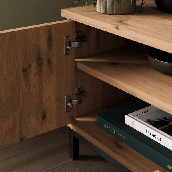 Reynolds Extra Wide TV Unit For TVs Up To 80", Rustic Oak Effect 4 Reynolds Extra Wide TV Unit For TVs Up To 80", Rustic Oak Effect - Image 4