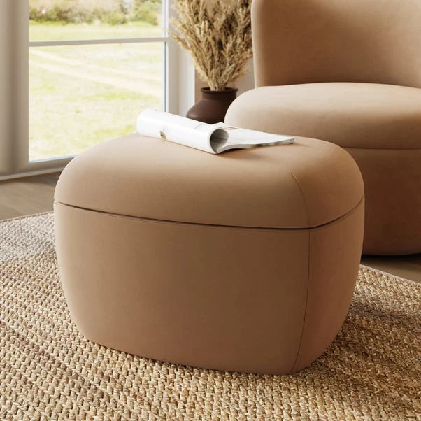 Modern Curves Velvet Storage Footstool 1 Modern Curves Velvet Storage Footstool