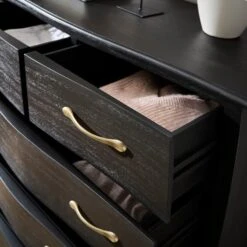 Keiko 5 Drawer Chest, Black Mango Wood -Furniture Sale Store 30901776 alt02