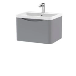 Lunar Wall Mounted 1 Drawer Vanity Unit With Polymarble Basin -Furniture Sale Store 30910234