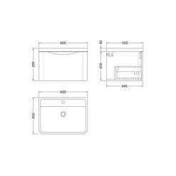 Lunar Wall Mounted 1 Drawer Vanity Unit With Polymarble Basin -Furniture Sale Store 30910234 alt09