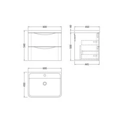 Lunar Wall Mounted 2 Drawer Vanity Unit With Polymarble Basin -Furniture Sale Store 30910240 alt09