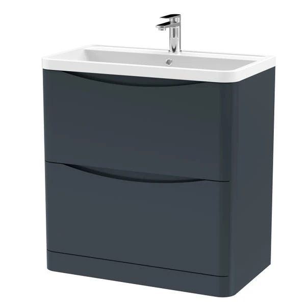 Lunar Floor Standing 2 Drawer Vanity Unit With Polymarble Basin 1 Lunar Floor Standing 2 Drawer Vanity Unit With Polymarble Basin