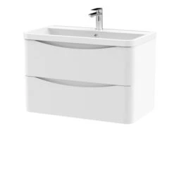 Lunar Wall Mounted 2 Drawer Vanity Unit With Polymarble Basin -Furniture Sale Store 30910253