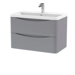 Lunar Wall Mounted 2 Drawer Vanity Unit With Polymarble Basin -Furniture Sale Store 30910254
