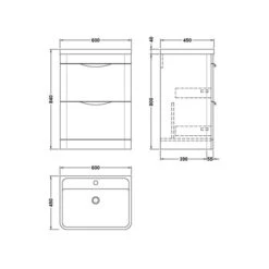 Parade Floor Standing 2 Drawer Vanity Unit With Polymarble Basin -Furniture Sale Store 30910350 alt09