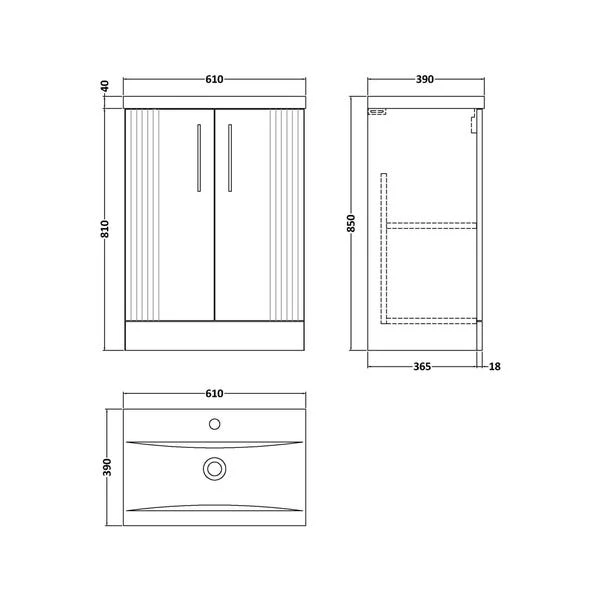 Deco Floor Standing 2 Door Vanity Unit With Basin 6 Deco Floor Standing 2 Door Vanity Unit With Basin - Image 6