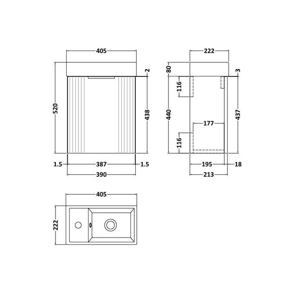 Deco Compact Wall Mounted Vanity Unit With Basin 4 Deco Compact Wall Mounted Vanity Unit With Basin - Image 4