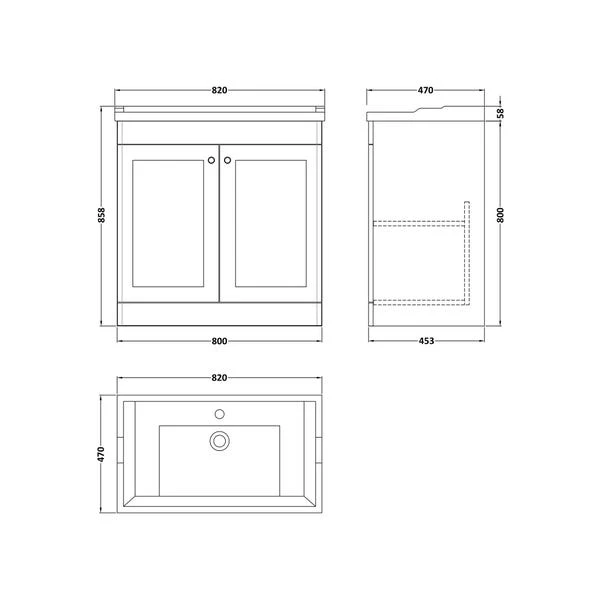 Classique Floor Standing 2 Door Vanity Unit With Ceramic Basin 15 Classique Floor Standing 2 Door Vanity Unit With Ceramic Basin - Image 15