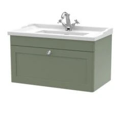 Classique Wall Mounted 1 Drawer Vanity Unit With Ceramic Basin -Furniture Sale Store 30910488