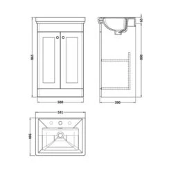 Classique Floor Standing 2 Door Vanity Unit With Basin -Furniture Sale Store 30910492 alt09