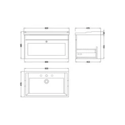 Classique Wall Mounted 1 Drawer Vanity Unit With Ceramic Basin -Furniture Sale Store 30910524 alt09