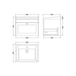 Classique Wall Mounted 1 Drawer Vanity Unit With Ceramic Basin -Furniture Sale Store 30910605 alt09