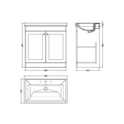 Classique Floor Standing 2 Door Vanity Unit With Basin -Furniture Sale Store 30910613 alt09