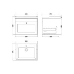 Classique Wall Mounted 1 Drawer Vanity Unit With Ceramic Basin -Furniture Sale Store 30910617 alt09