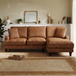 Beatrice Relaxed Faux Leather Corner Chaise Sofa -Furniture Sale Store 30910953