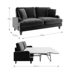 Beatrice Matte Velvet 3 Seater Double Sofa Bed -Furniture Sale Store 30910967 alt09