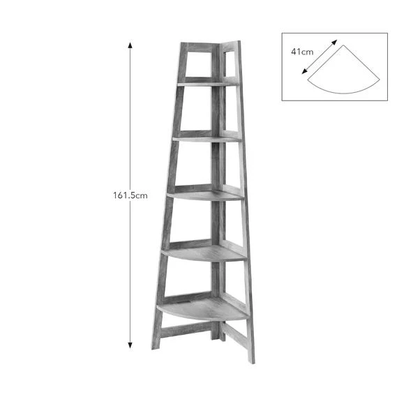 Humphrey Corner Ladder Shelf, Mango Wood Effect 5 Humphrey Corner Ladder Shelf, Mango Wood Effect - Image 5