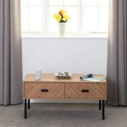 Leon 2 Drawer Coffee Table, Oak Effect
