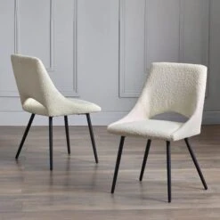Iris Set Of 2 Dining Chairs, Boucle -Furniture Sale Store 30914219