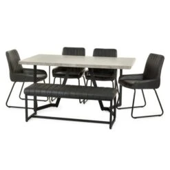 Miller 6 Seater Dining Table, Concrete Effect 15 Miller 6 Seater Dining Table, Concrete Effect -Furniture Sale Store 30914238 alt06