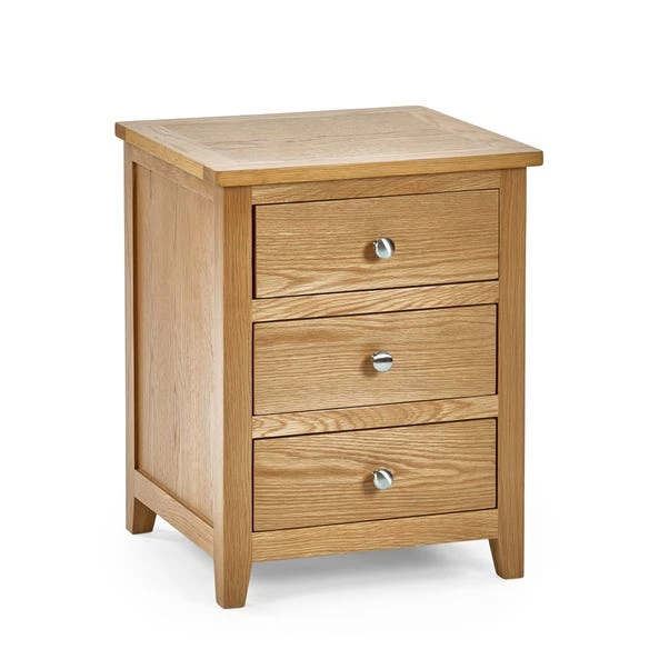 Jenkins 3 Drawer Bedside Table, Oak 2 Jenkins 3 Drawer Bedside Table, Oak - Image 2
