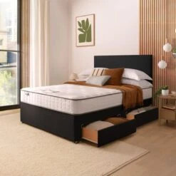 Silentnight Divan Bed With Fabric Paris Headboard -Furniture Sale Store 30922926 alt01