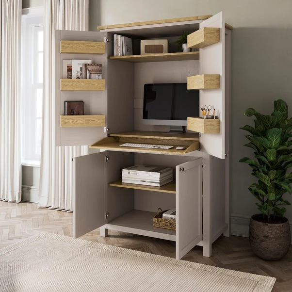 Olney Hideaway Desk, Stone 2 Olney Hideaway Desk, Stone - Image 2