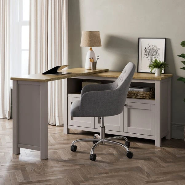 Olney Swivel Desk, Stone 3 Olney Swivel Desk, Stone - Image 3