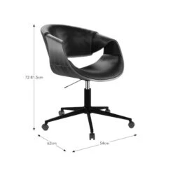 Modena Walnut Effect Office Chair, Black Faux Leather -Furniture Sale Store 30926647 alt09