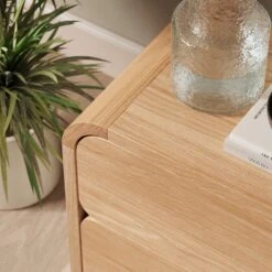 Bennett 2 Drawer Bedside Table, Light Oak -Furniture Sale Store 30927464 alt04
