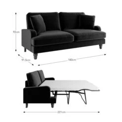 Beatrice Matte Velvet 3 Seater Double Sofa Bed -Furniture Sale Store 30927532 alt09