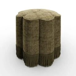 Flower Tassel Distressed Chenille Footstool -Furniture Sale Store 30930268 alt05