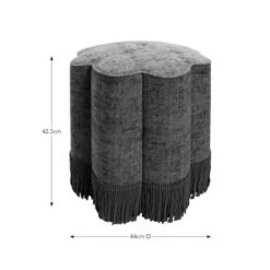 Flower Tassel Distressed Chenille Footstool -Furniture Sale Store 30930268 alt09