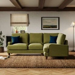 Beatrice Velvet Olive Corner Sofa -Furniture Sale Store 30931697 alt01