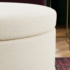 Round Tassel Boucle Storage Pouffe -Furniture Sale Store 30933892 alt04