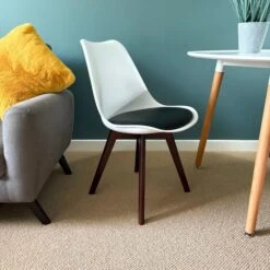 Fusion Living Soho White Plastic Dining Chair With Squared Legs -Furniture Sale Store 30960291