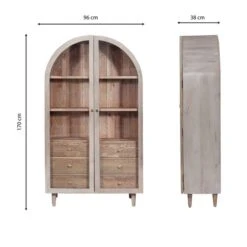 Indus Valley Atomic 2 Door Glass Cabinet, White Wash -Furniture Sale Store 30965891 alt09