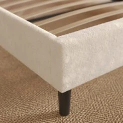 Alara Pleated Teddy Fabric Bed Frame -Furniture Sale Store 30968593 alt02