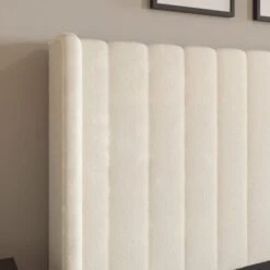 Alara Pleated Teddy Fabric Bed Frame -Furniture Sale Store 30968593 alt04