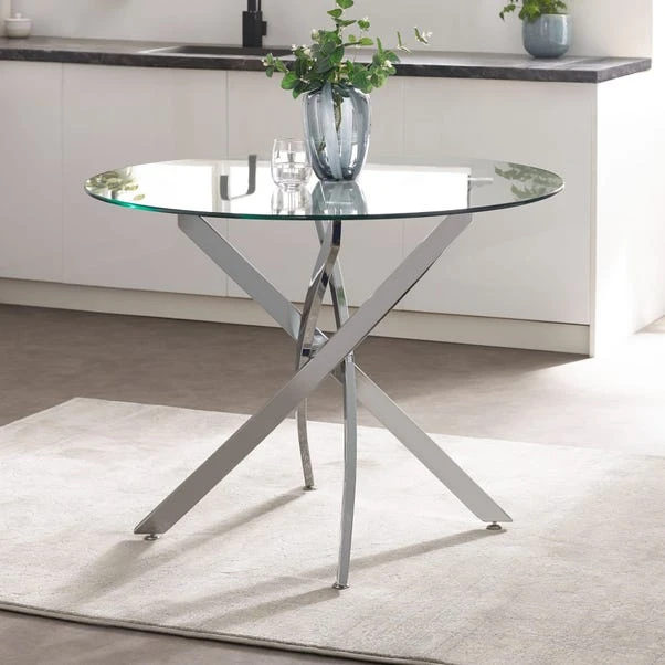 Anderson 4 Seater Round Glass Dining Table 1 Anderson 4 Seater Round Glass Dining Table
