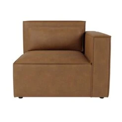 Modular Arne Tan Faux Leather Corner Sofa With Footstool -Furniture Sale Store 60197703 alt04