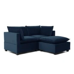Moda 2 Seater Modular Sofa With Chaise, Navy Velvet 6 Moda 2 Seater Modular Sofa With Chaise, Navy Velvet -Furniture Sale Store 60217233 alt02