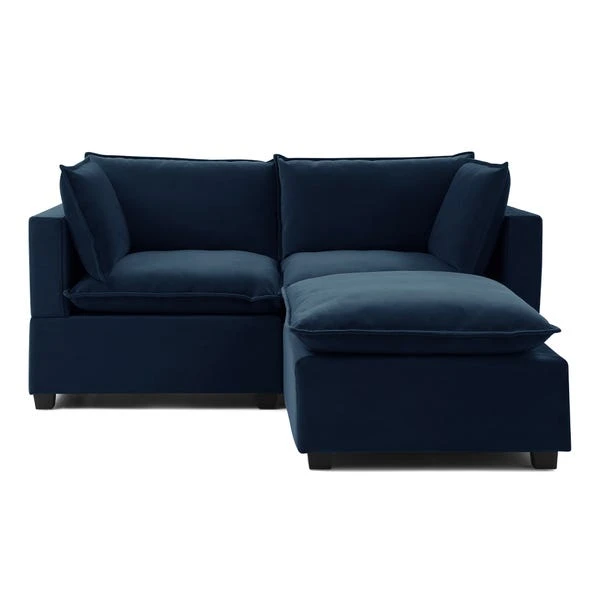 Moda 2 Seater Modular Sofa With Chaise, Navy Velvet 4 Moda 2 Seater Modular Sofa With Chaise, Navy Velvet - Image 4