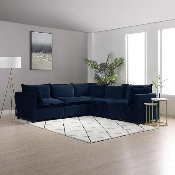 Moda Corner Modular Sofa, Navy Velvet 1 Moda Corner Modular Sofa, Navy Velvet